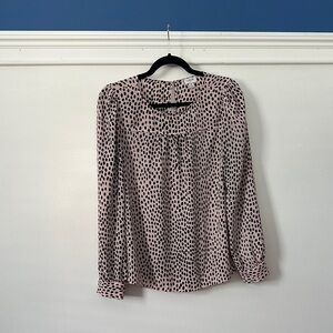 J. Crew Black and Cream Patterned Blouse